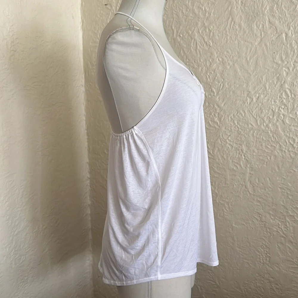 Lululemon Tighten Up Tank Top White Strappy Back Sheer Keyhole 6
